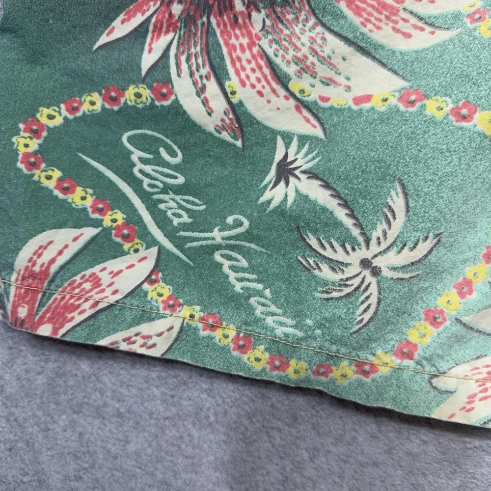 Polo Ralph Lauren Swim Shorts Mens Medium Green Aloha Hawaii Trunks Surf Beach